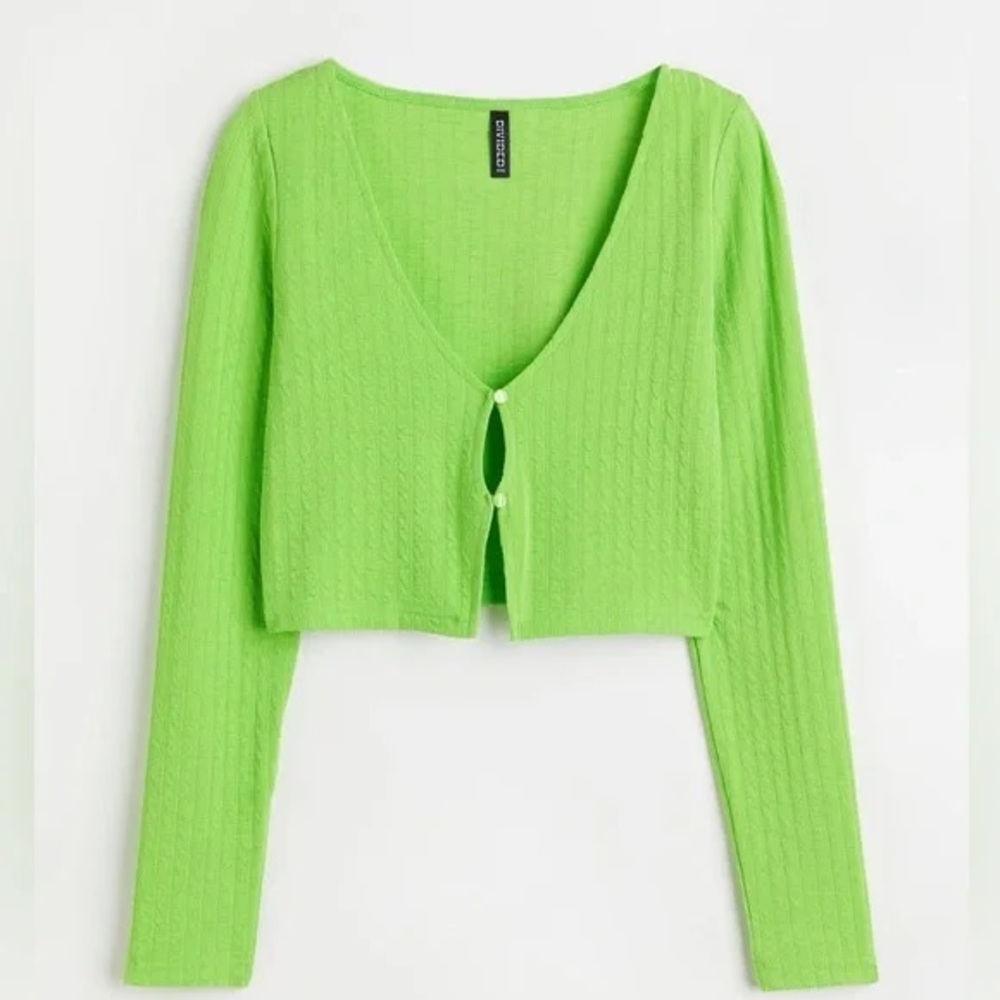 H&M Divided Button Front Green Top XL